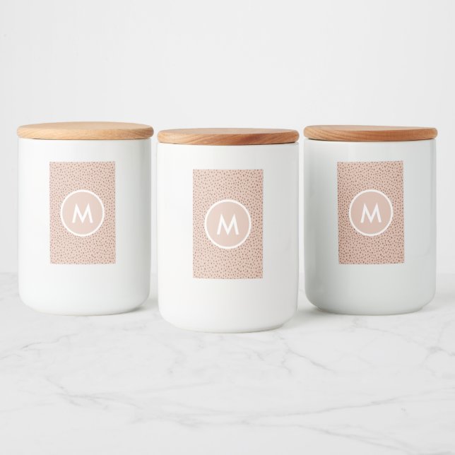 Rótulo Para Comida Trendy Beige Monograma com Terracotta Boho Brown (Garrafas)