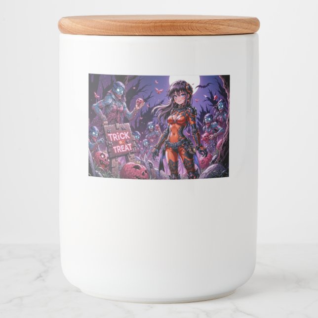 Rótulo Para Comida Trick ou Treine Zombies Halloween Entregando o Cér (Frente)