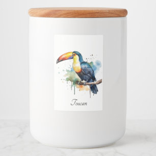 Rótulo Para Comida Tucano no Ramo Arte Aquarela, personalizado