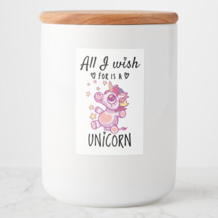 Rótulo Para Comida Tudo o que desejo é um Unicórnio