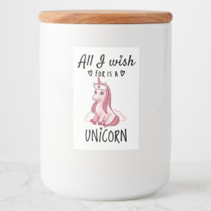 Rótulo Para Comida Tudo o que desejo é um Unicórnio