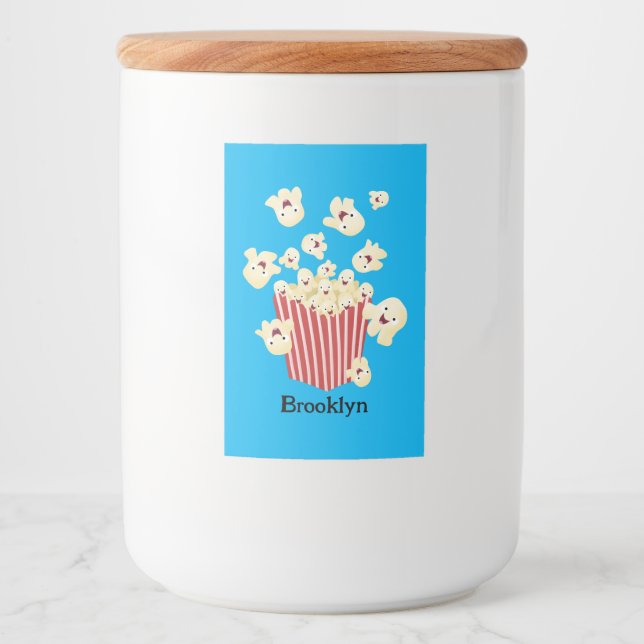 Rótulo Para Comida Um desenho animado de pipoca (Frente)