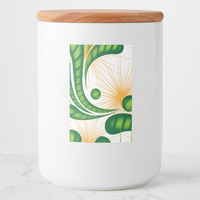Rótulo Para Comida Um padrão artístico verde e dourado representando  (Frente)