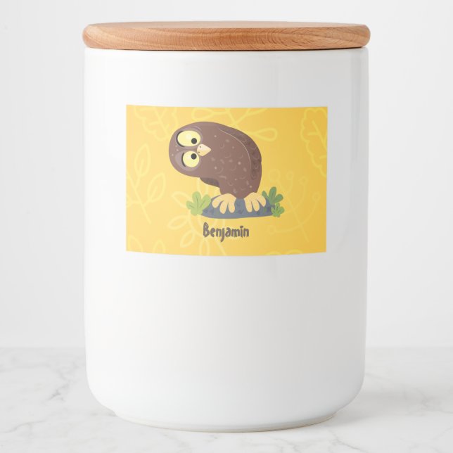Rótulo Para Comida Uma ilustração curiosa e engraçada de desenho anim (Frente)