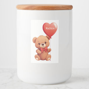 Rótulo Para Comida Ursinho de Amor de Nome Personalizado