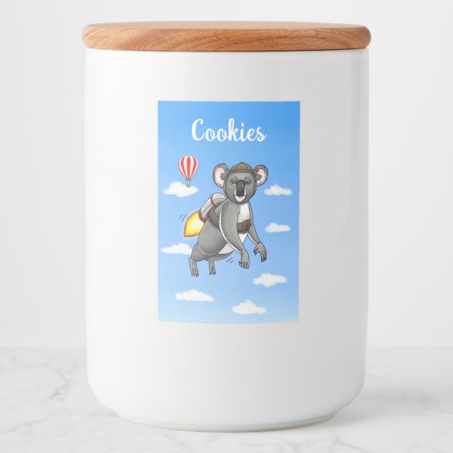 Rótulo Para Comida Urso Coala Foguete (Frente)