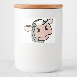 Rótulo Para Comida vaca de desenho animado preto branco rosa beijo ci