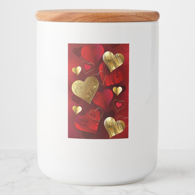 Rótulo Para Comida Valentines dourados e vermelhos (Frente)