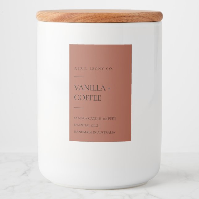 RÓTULO PARA COMIDA VELAS MODERNAS MÍNIMAS DE TERRACOTA RUSTA SIMPLES (Frente)