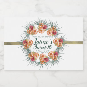 Rótulo Para Comida Verde Floral de 16 Aquarelas Doce