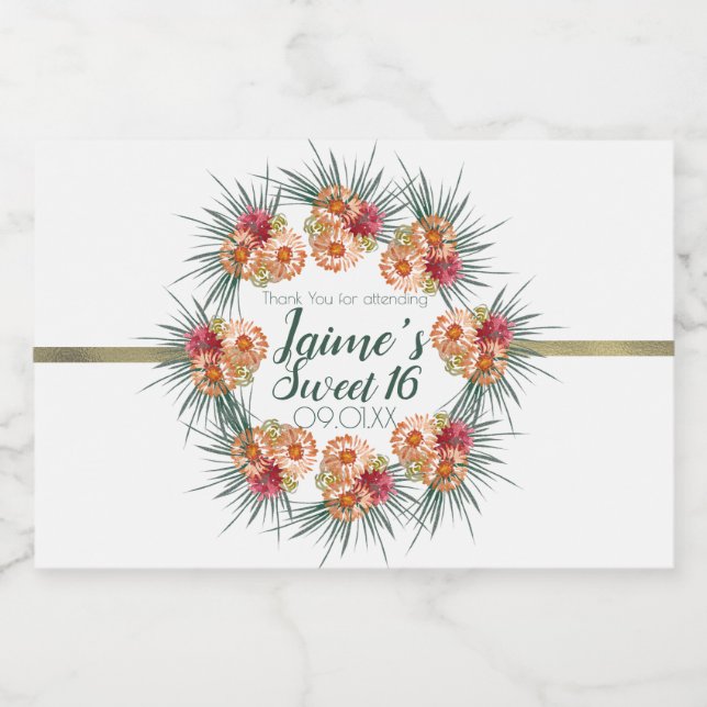 Rótulo Para Comida Verde Floral de 16 Aquarelas Doce (Rótulo Único)