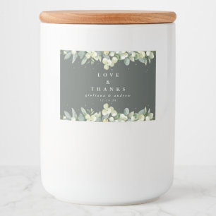 Rótulo Para Comida Verde Morango de Neve+Eucalyptus Casamento no inve