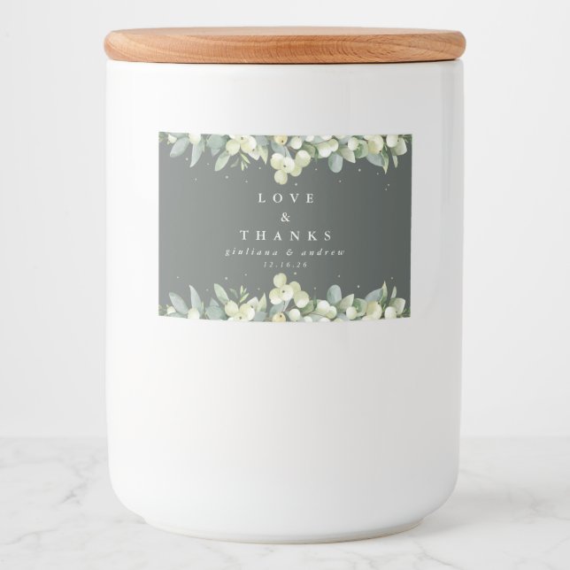Rótulo Para Comida Verde Morango de Neve+Eucalyptus Casamento no inve (Frente)
