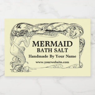 Rótulo Para Comida Vintage Art Nouveau Mermaid Modelo