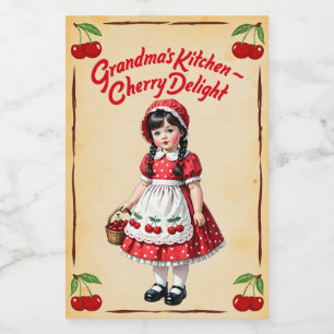 Rótulo Para Comida Vintage da vovó em Cherry Delight