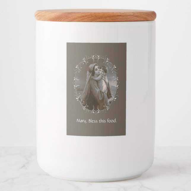 Rótulo Para Comida Vintage Madonna e Child com Silver Frame (Frente)