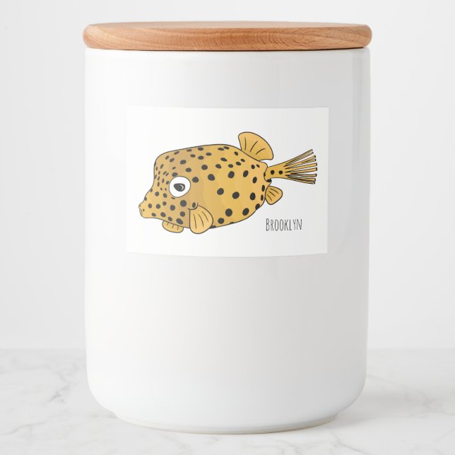 Rótulo Para Comida Yellow boxfish cartoon illustration (Frente)
