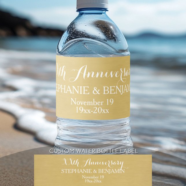 Rótulo Para Garrafa D'água 50º ou Outro Aniversário de Casamento Personalizad (Custom Graduation Water Bottle Label)