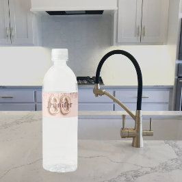 Rótulo Para Garrafa D'água 80 festa de aniversário rosa dourado nome do glitt