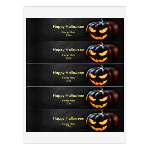 Rótulo Para Garrafa D'água Abóbora do Dia das Bruxas