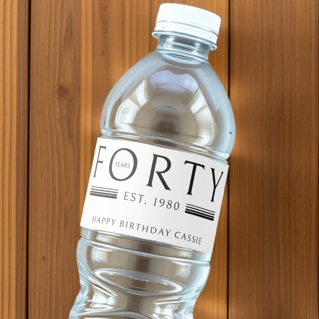Rótulo Para Garrafa D'água Aniversário de 40 anos de quarenta anos (Forty Years 40th Birthday Water Bottle Label
)