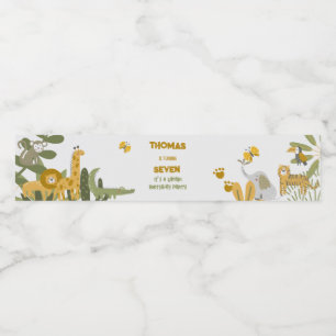 Rótulo Para Garrafa D'água Aniversário de criança de safari selvagem