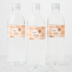 Rótulo Para Garrafa D'água Aniversário de Primeira Volta ao Sol em Xadrez Lar