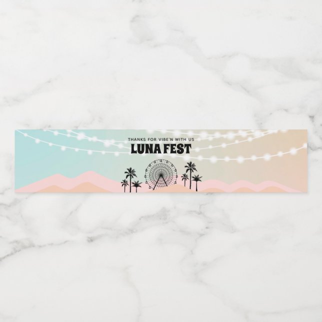 Rótulo Para Garrafa D'água Aniversário do Festival de Música Pastel (Rótulo Único)