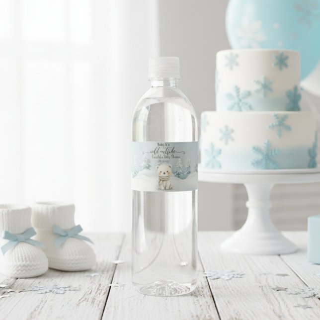 Rótulo Para Garrafa D'água Baby, It's Cold Outside Polar Bear baby shower  (Criador carregado)