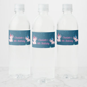 Rótulo Para Garrafa D'água Bebidas para Festa de Aniversário de Axolote Rosa 