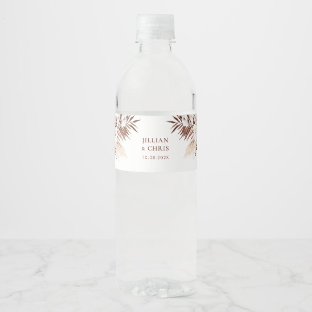 Rótulo Para Garrafa D'água boho pampas terracotta (Frente)