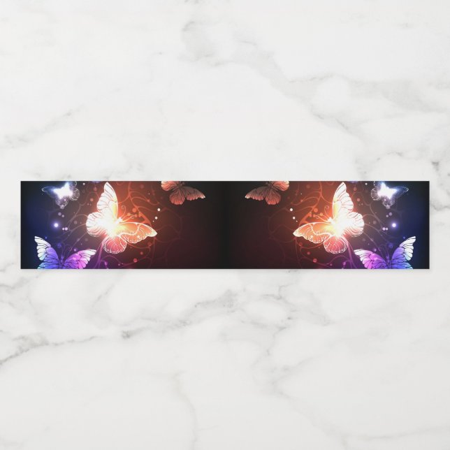 Rótulo Para Garrafa D'água Borboletas noturnas brilhantes (Rótulo Único)