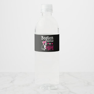 Rótulo Para Garrafa D'água Boston Terrier Dog Mãe Proprietária Cute Engraç
