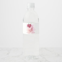 Rótulo Para Garrafa D'água Caligrafia Dia de as mães Árabe com Rosas - Coraçã
