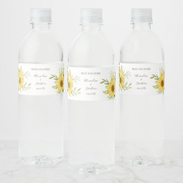 Rótulo Para Garrafa D'água Casamento de Casais de girassol