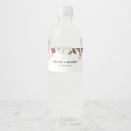 Rótulo Para Garrafa D'água Casamento de Poinsettia Vermelha de Natal