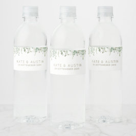 Rótulo Para Garrafa D'água casamento de Watercolor eucalyptus