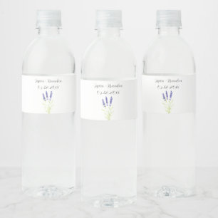 Rótulo Para Garrafa D'água Casamento Floral de Flor de lavanda Purple Waterco