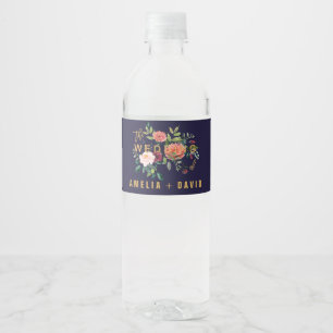 Rótulo Para Garrafa D'água Casamento floral do outono