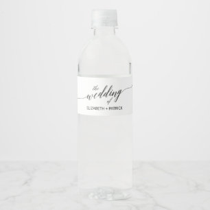 Rótulo Para Garrafa D'água Casamento preto elegante da caligrafia