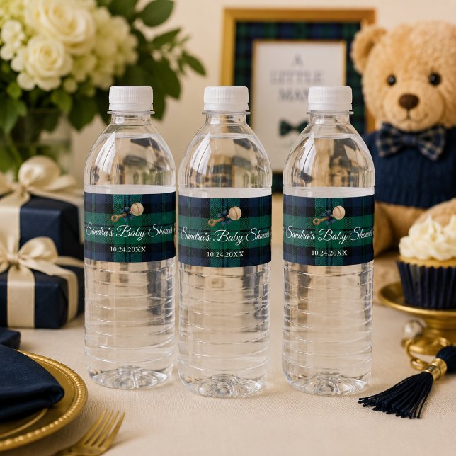 Rótulo Para Garrafa D'água Chá de Bebê do Urso Teddy Polo Preppy (Preppy Polo Teddy baby  shower water bottle label)