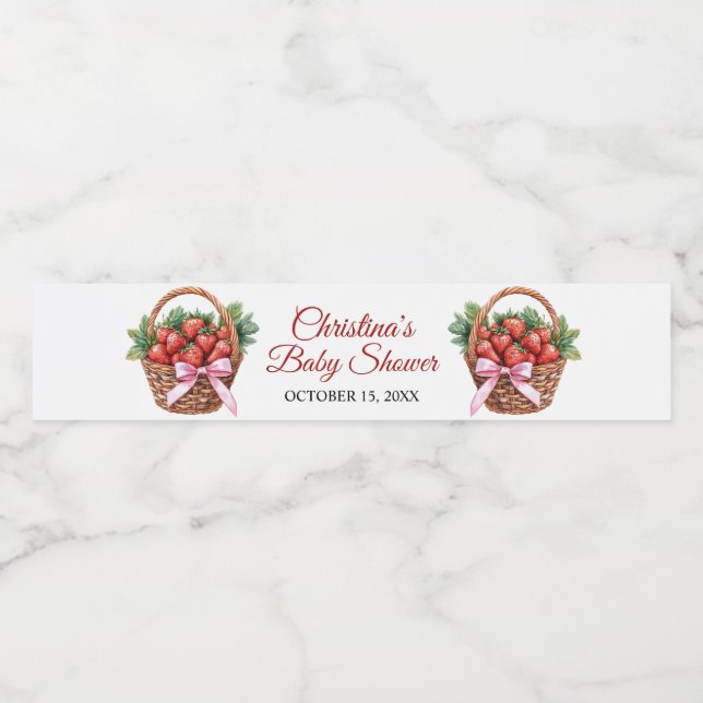 Rótulo Para Garrafa D'água Chá de Bebê Doce Morango (Rótulo Único)