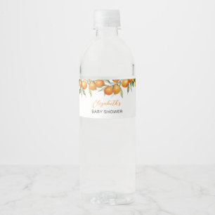 Rótulo Para Garrafa D'água Chá de fraldas Botânico Citrus Orange Little Cutie