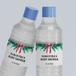 Rótulo Para Garrafa D'água Chá de fraldas de inverno de Natal