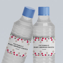 Rótulo Para Garrafa D'água Chá de fraldas Fiesta das flores mexicanas