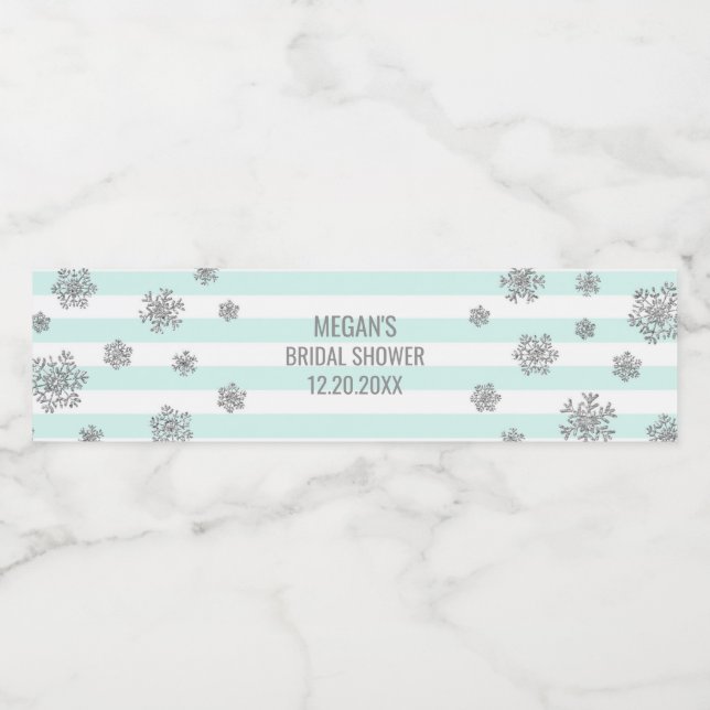 Rótulo Para Garrafa D'água Chá de panela de inverno com Bandas de Neve Pratea (Rótulo Único)