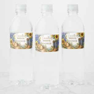 Rótulo Para Garrafa D'água Chuva de Noiva Bluebonnet Texas Girassol Boho