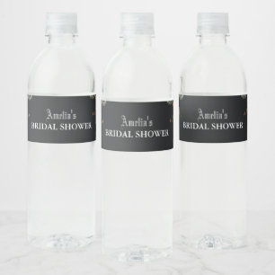 Rótulo Para Garrafa D'água Chuva de presentes de noiva vintage sombrio preto 