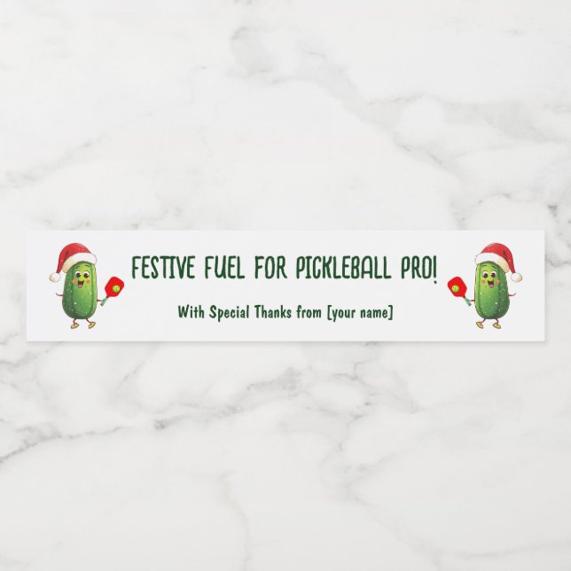 Rótulo Para Garrafa D'água Comício Pickleball de Papais noeis de texto person (Rótulo Único)