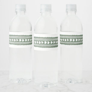 Rótulo Para Garrafa D'água Crest de Hortênsia Verde e Branco em Aquarela